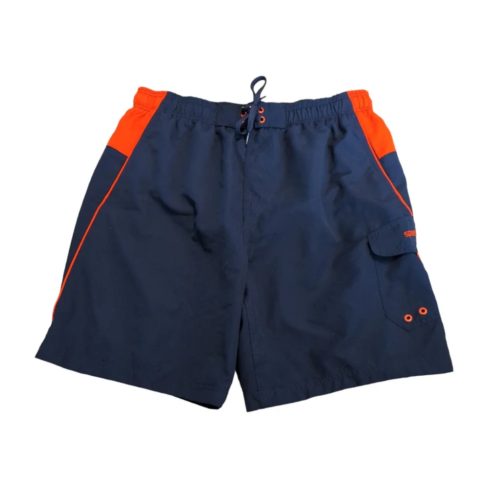 SPEEDO Navy Blue Orange Men's Swim Trunks XXL Summer Vacation